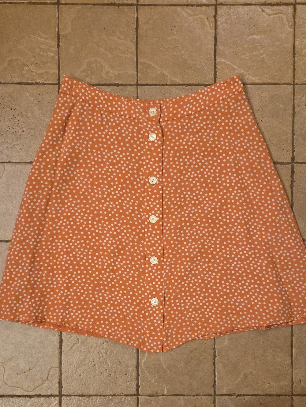 Gap Peach & White Polka Dot Button Front Skirt